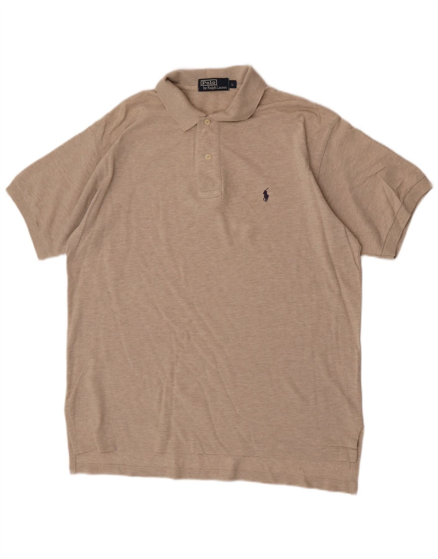 Polo Ralph Lauren Mens Polo Shirt Large Beige Flecked Cotton Size US XL / EU 56 / 4 - 1 Thumbnail