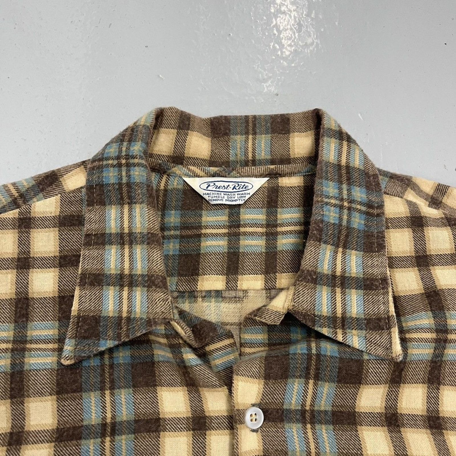 Other Vintage 70s Prest-Rite Brown/Blue Plaid Cotton Flannel Size US XL / EU 56 / 4 - 3 Thumbnail