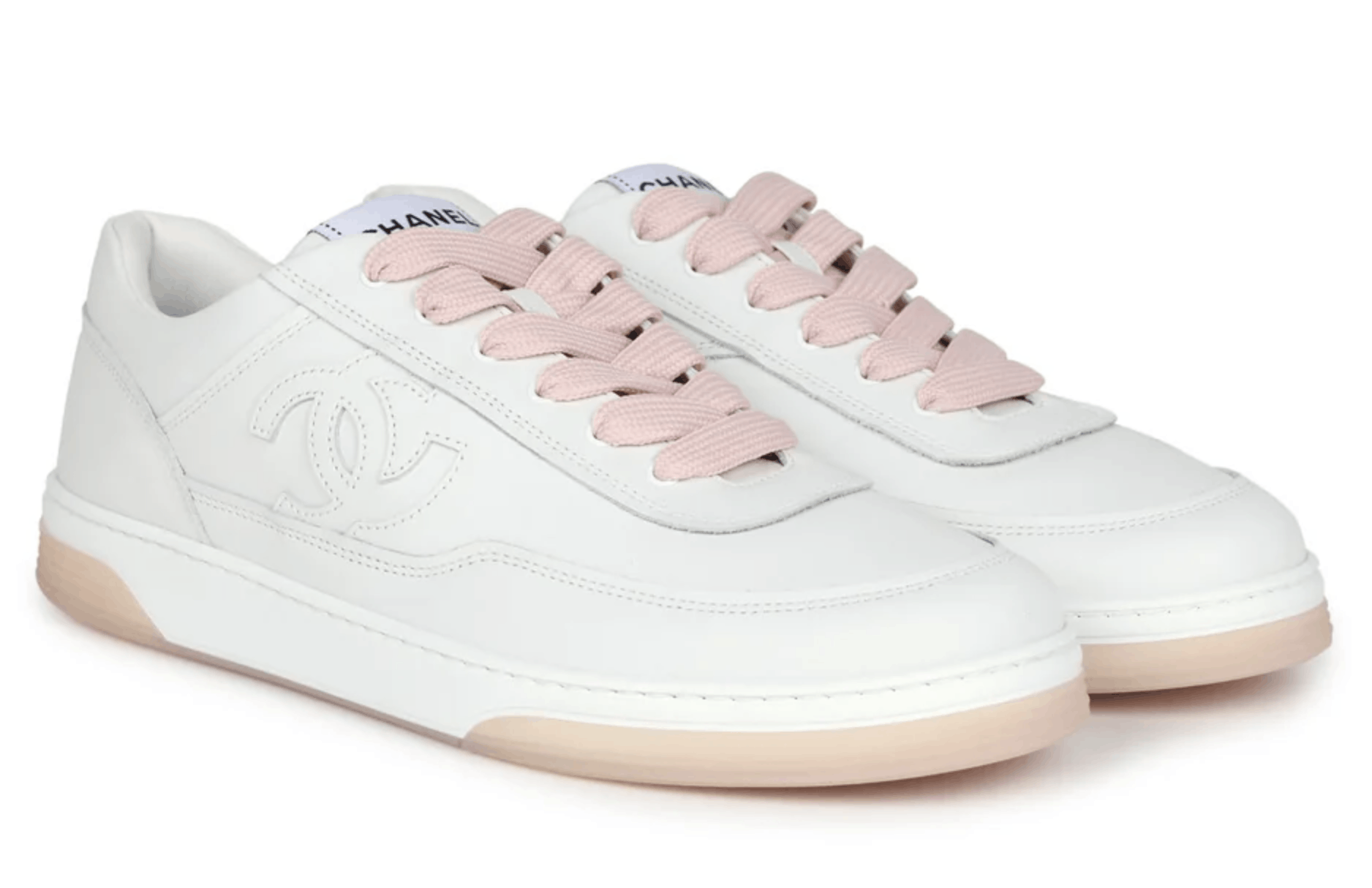 Chanel 24P Pink Leather CC Logo Flat Trainer Sneaker 42