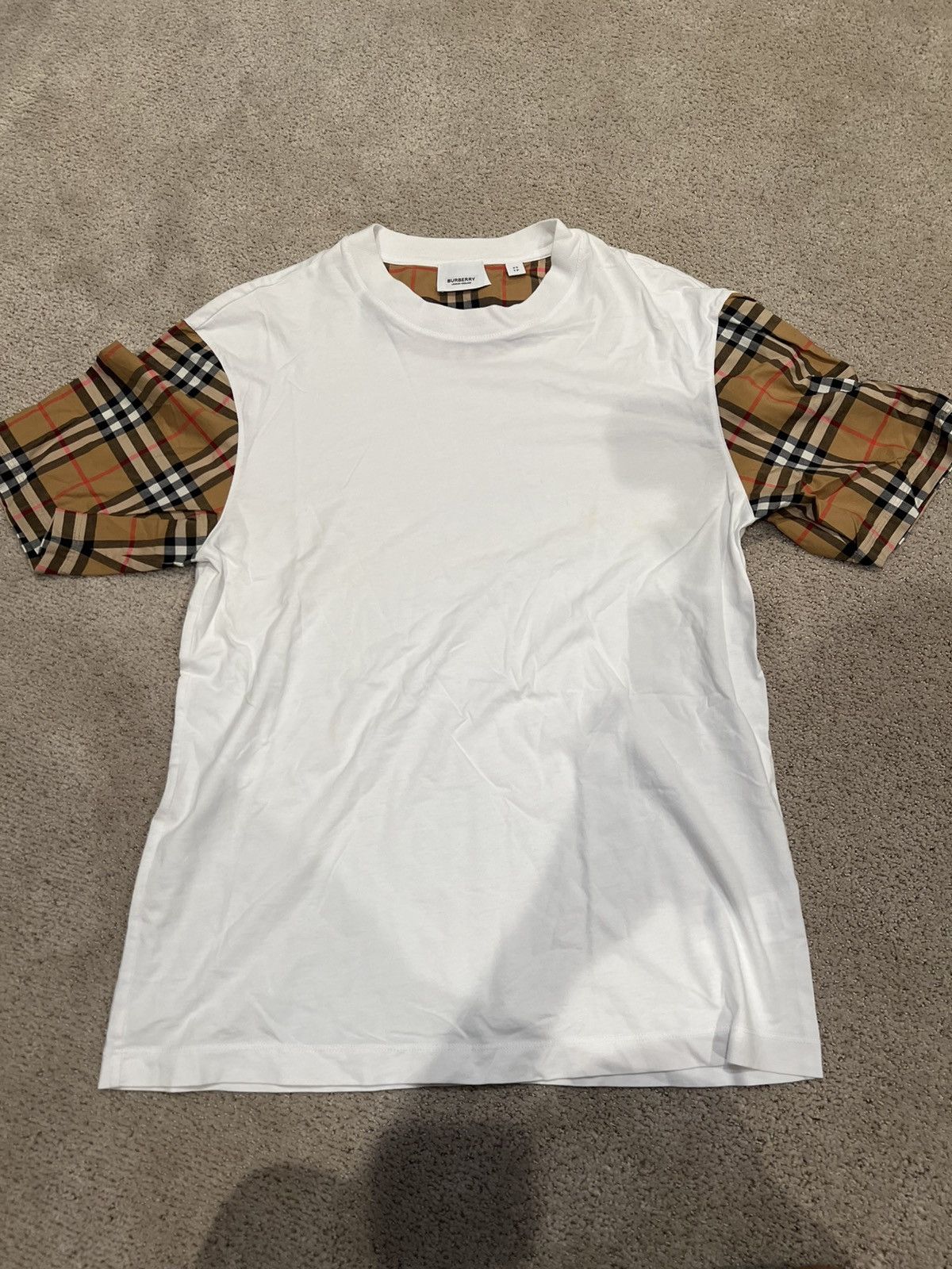 Burberry Check Sleeve Cotten T-Shirt