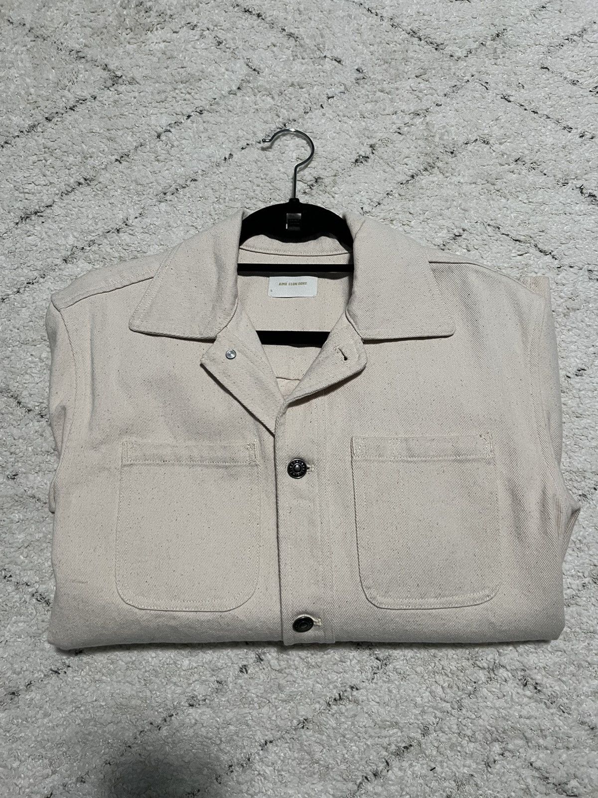 image of Aime Leon Dore Denim Overshirt in Cream, Men's (Size Small)