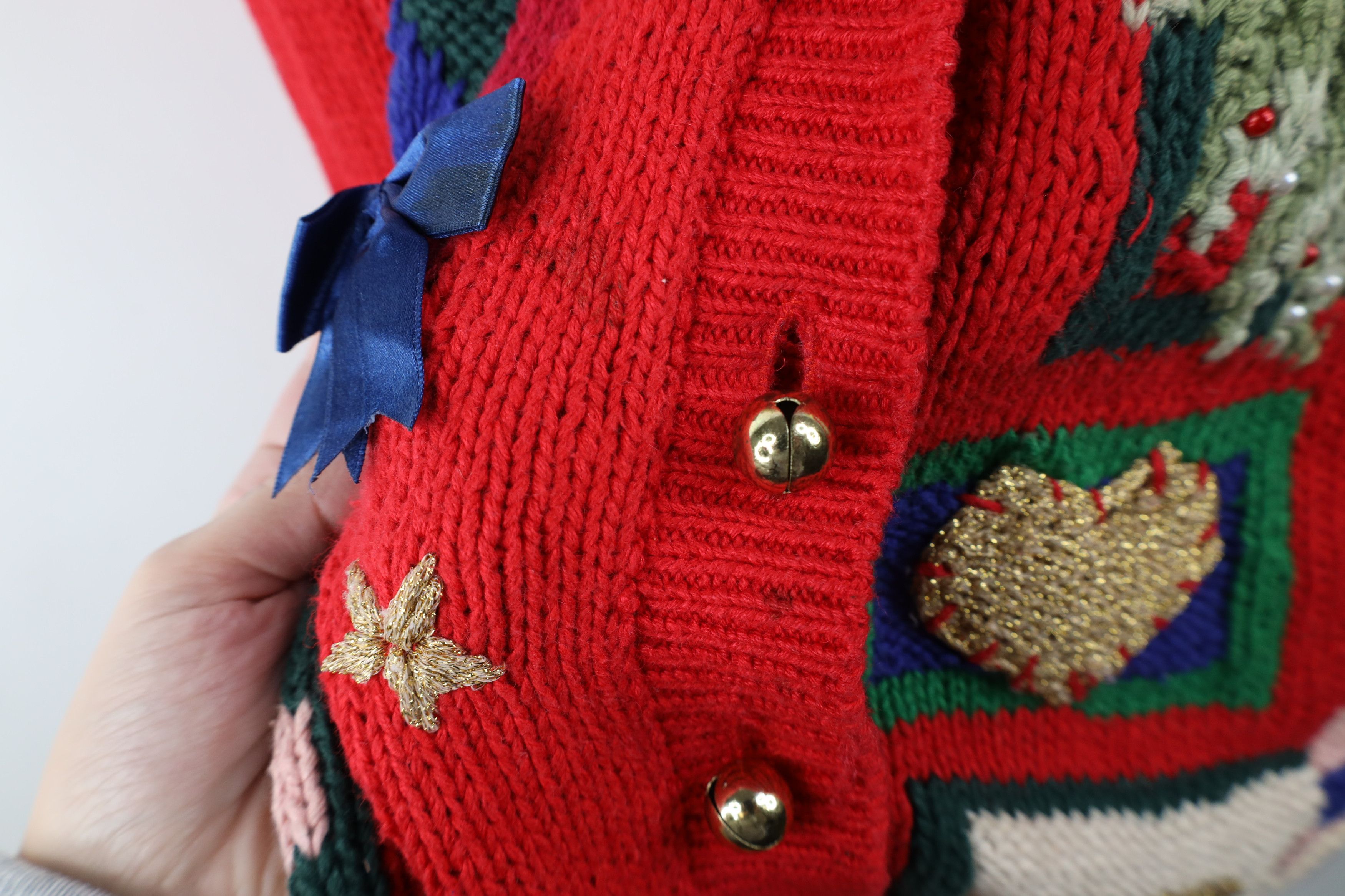 Vintage Vintage 90s Streetwear Bells Christmas Cardigan Sweater Size L / US 10 / IT 46 - 7 Thumbnail