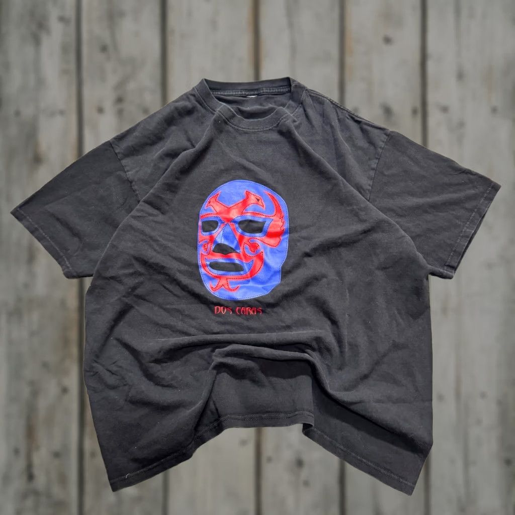 The Unbranded Brand Dos Caras T-Shirt Men's Medium Wrestling Embroidered Cotton Multi-Colored Black Mens M Size US M / EU 48-50 / 2 - 1 Thumbnail