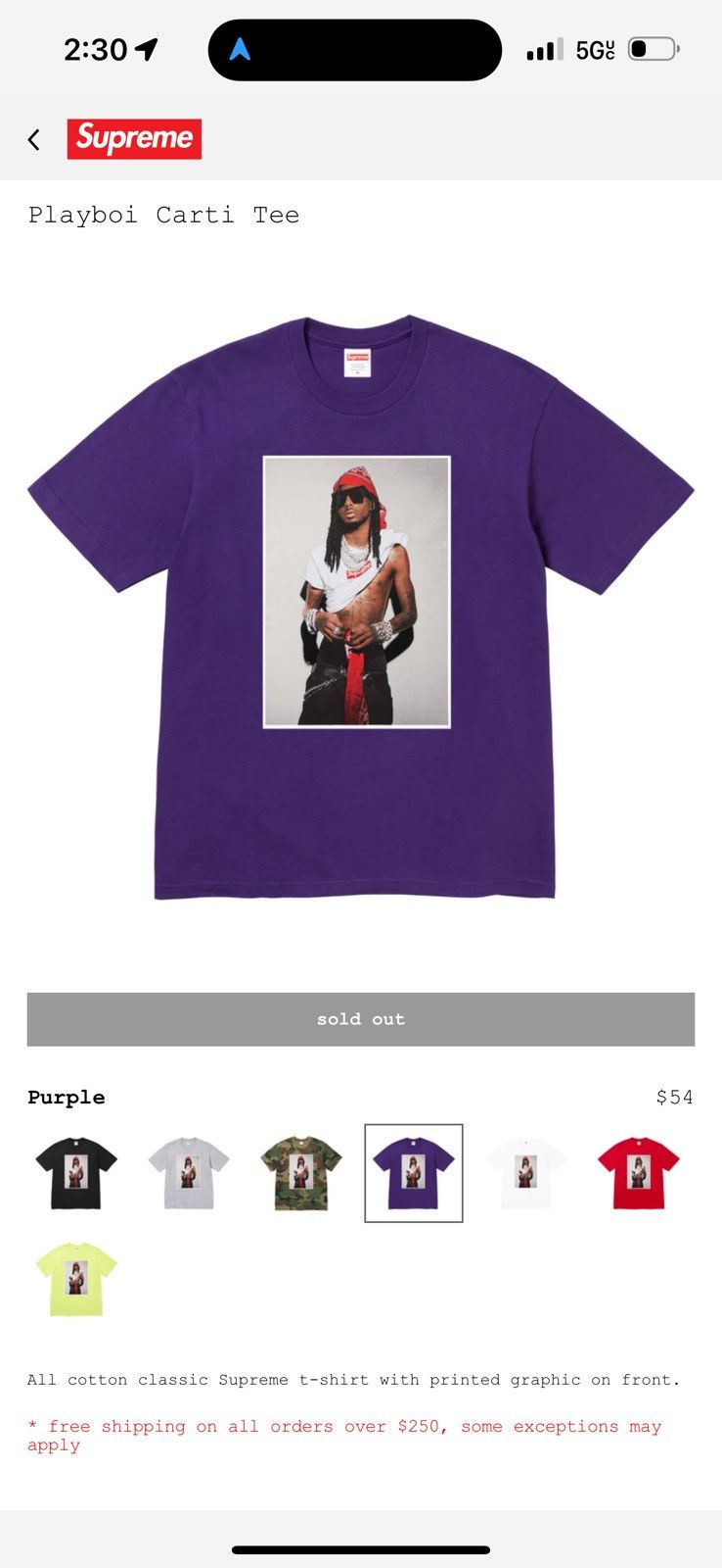 Supreme Playboi Carti Tee Sz M Size US M / EU 48-50 / 2 - 3 Thumbnail