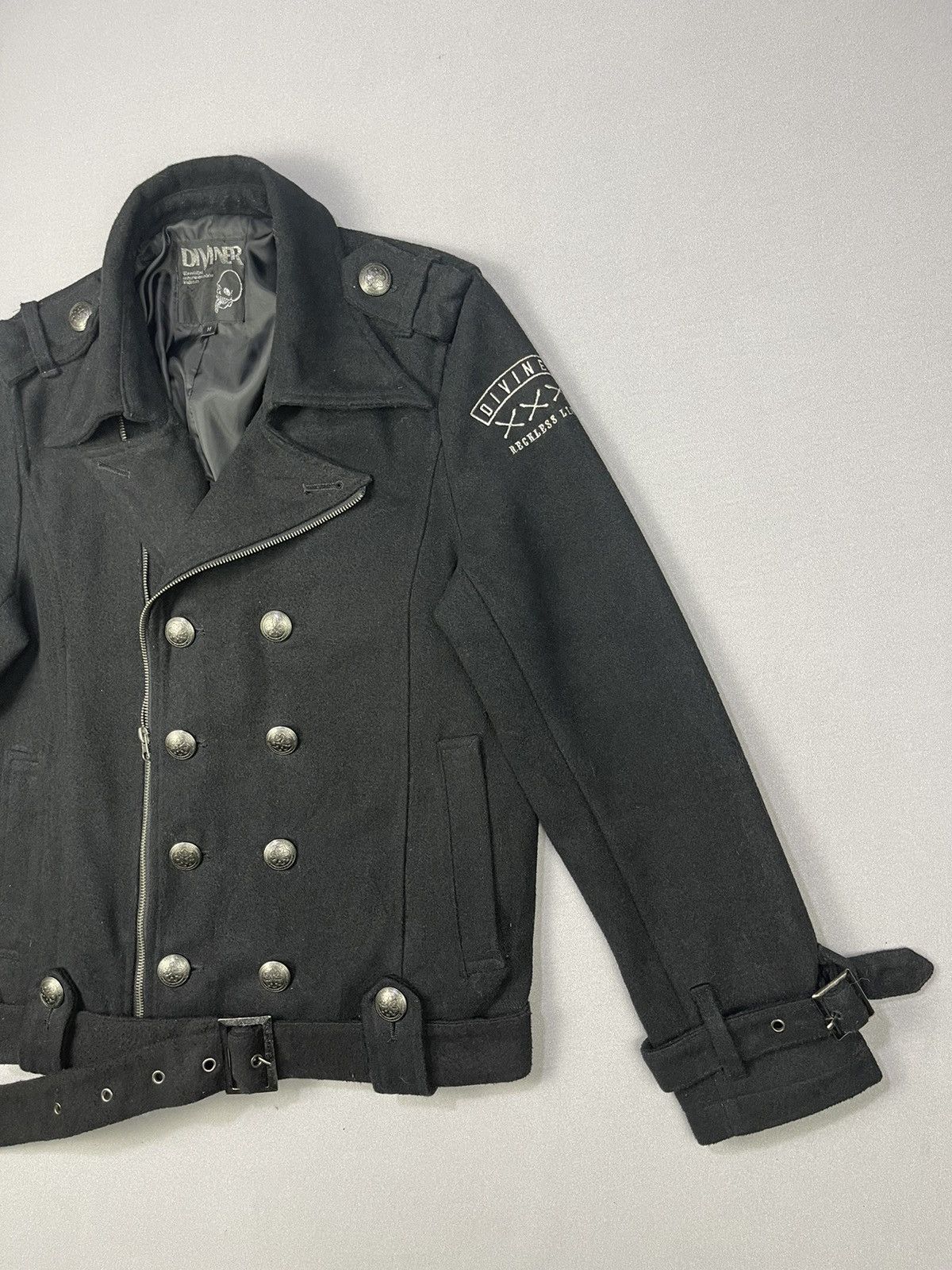 Japanese Brand Skull🔥 DIVINER Double Breasted Wool Biker Jacket Size US M / EU 48-50 / 2 - 3 Thumbnail