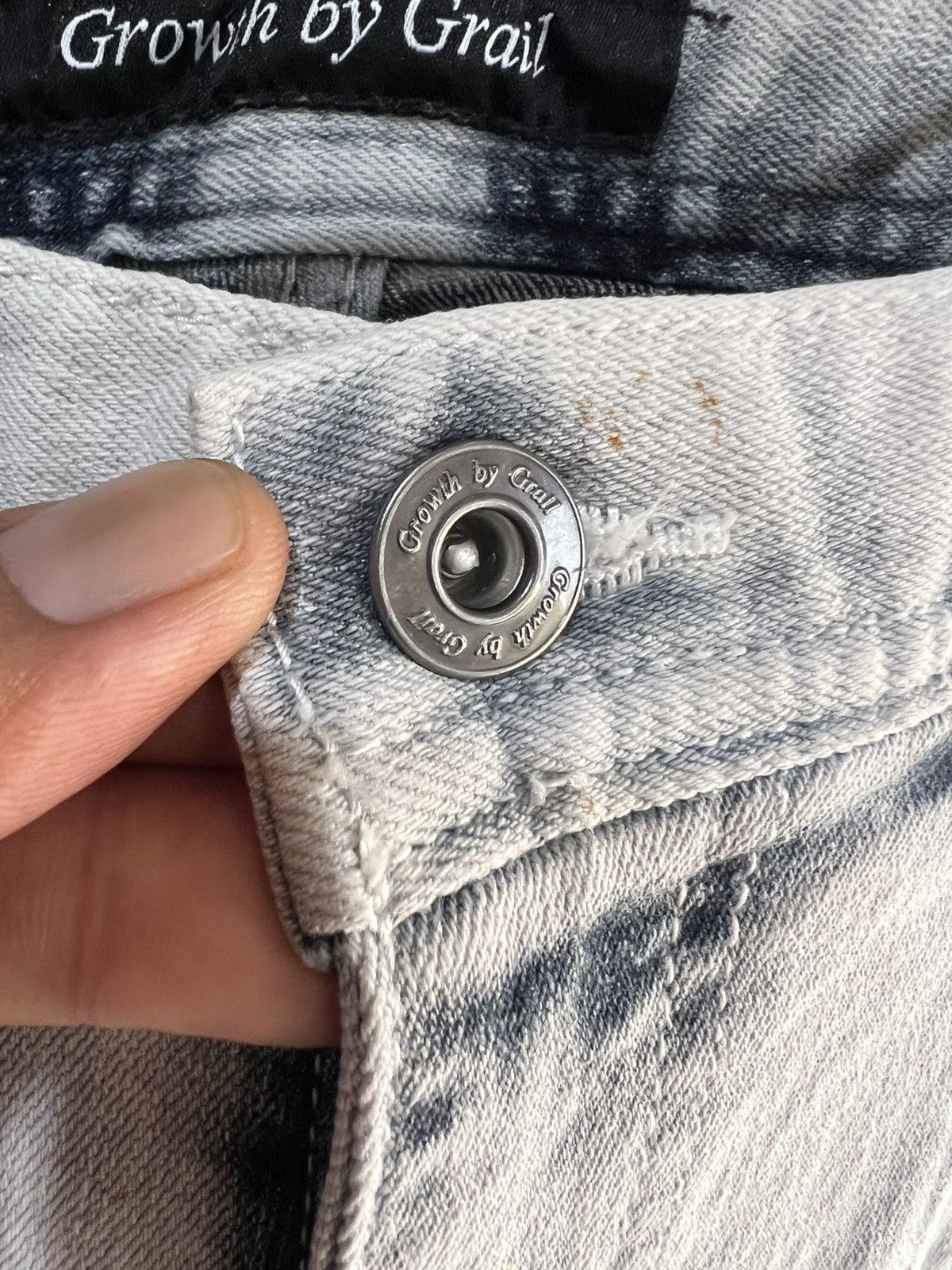 Japanese Brand 🔥Growth by Grail Bleach Denim Cargo Pant Size US 31 - 11 Thumbnail