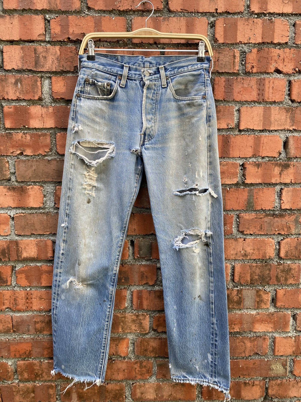 Levi's Vintage Clothing W29x28 Vintage levi's 501 distressed ripped redline #524 Size US 29 - 1 Thumbnail