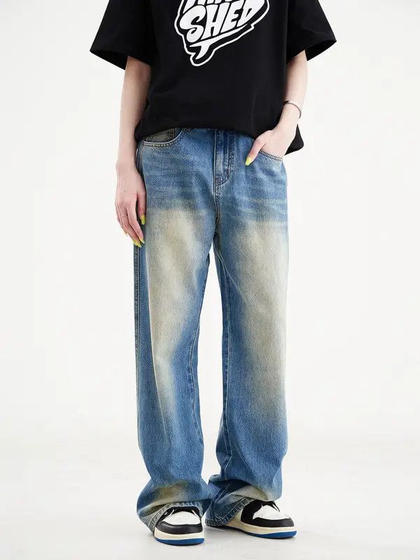 Japanese Brand VIBE Men's trendy high street washed loose distressed jeans Size US 32 / EU 48 - 4 Thumbnail