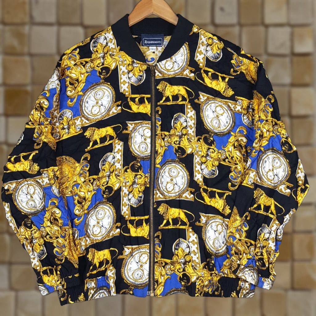 Vintage Vintage 90s Gold Lion Clock Art Bomber Men's Designer Size M Windbreaker Jacket Size US M / EU 48-50 / 2 - 1 Thumbnail