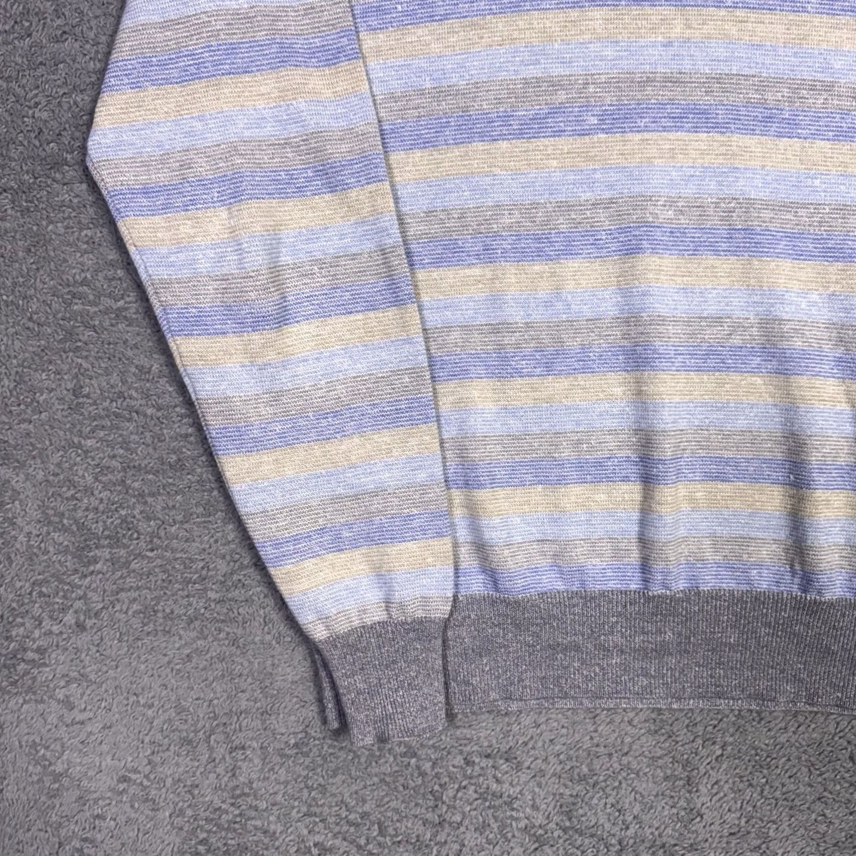 Peter Millar Peter Millar Sweater Mens M Crown Merino Wool Linen 1/4 Zip Pullover Jumper Slim Knit Navy Blue Striped Size US M / EU 48-50 / 2 - 3 Thumbnail