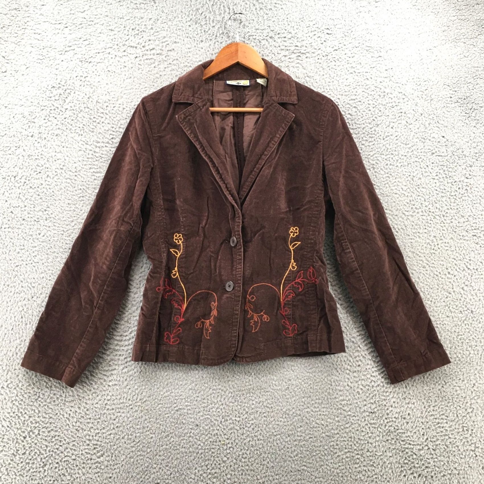 Vintage Caribbean Joe Jacket Womens M Brown Longsleeve Blazer Notched Collar Embroidered Size M / US 6-8 / IT 42-44 - 2 Thumbnail