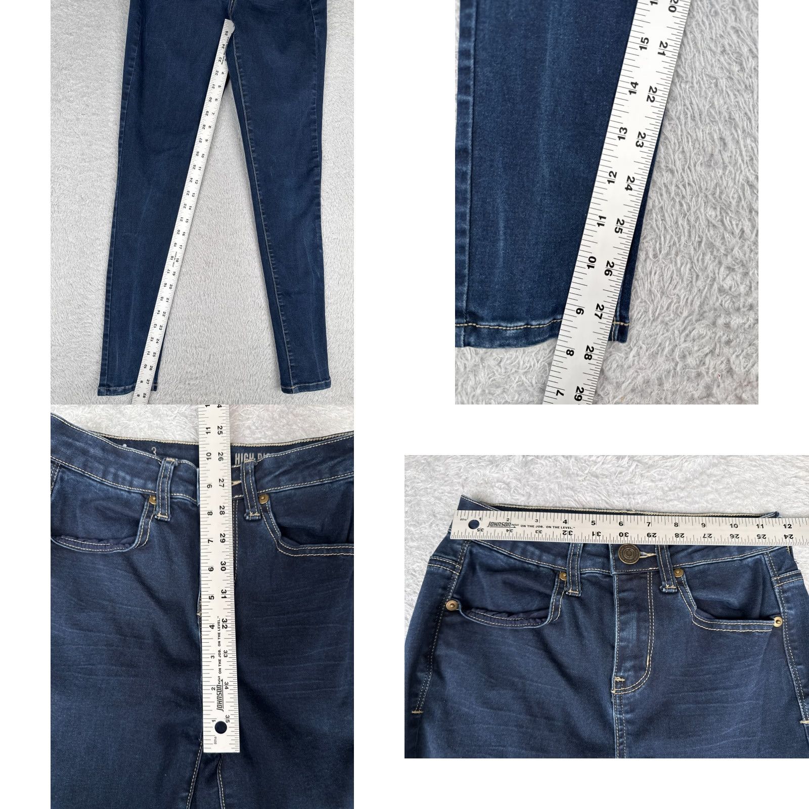 Vintage SO Jeans Juniors Jeans Blue Denim Jegging High Rise Cap Cotton Blend 23x28 Regular Size 3 Women Ladies 5-Pocket Solid Middle Wash Size 26" / US 2 / IT 38 - 8 Thumbnail