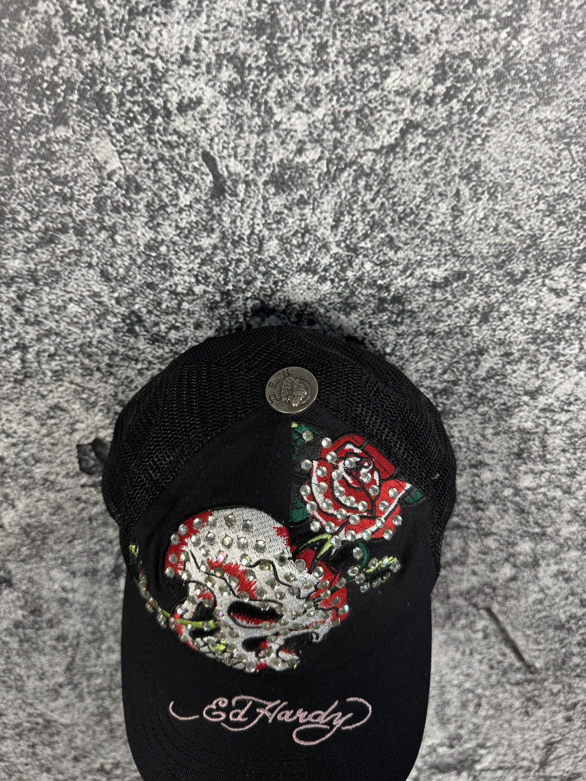 Ed Hardy Ed Hardy Baseball Cap Skeleton Rose Logo Y2K One Size Size ONE SIZE - 4 Thumbnail