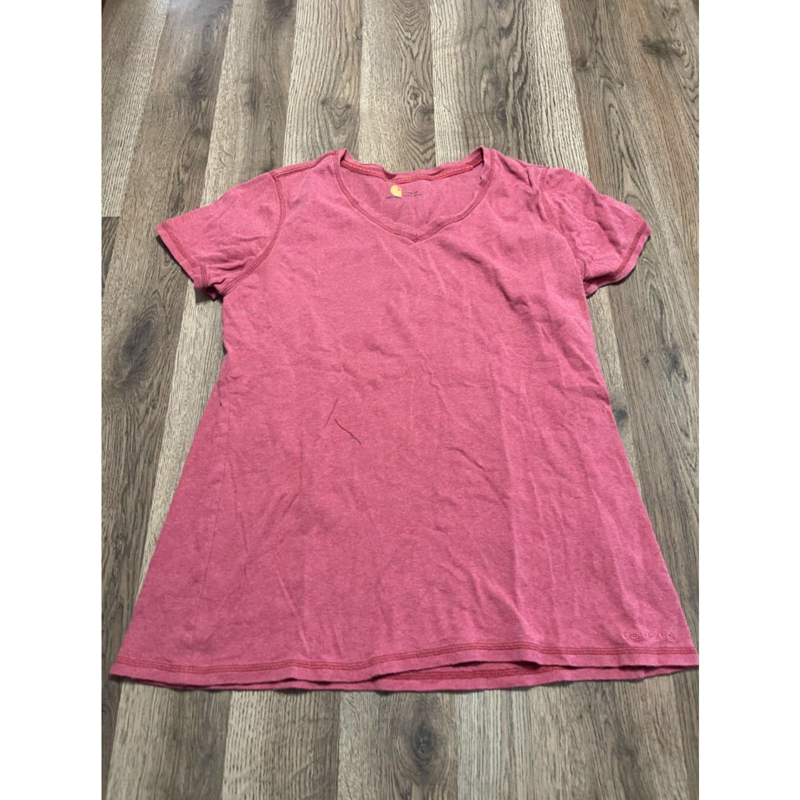 Carhartt Carhartt Shirt Women L Red V-Neck Shot Sleeve T-Shirt; Pullover Casual Solid Modern Basic Fall Spring Summer Regular Size L / US 10 / IT 46 - 2 Thumbnail