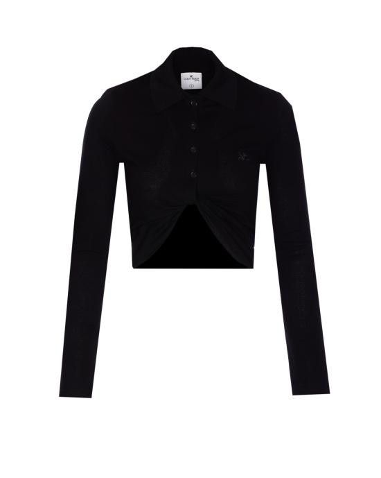 Courreges COURREGES Women Polo Shirts 225JPO048JS0193 9999 Black Size L / US 10 / IT 46 - 1 Thumbnail