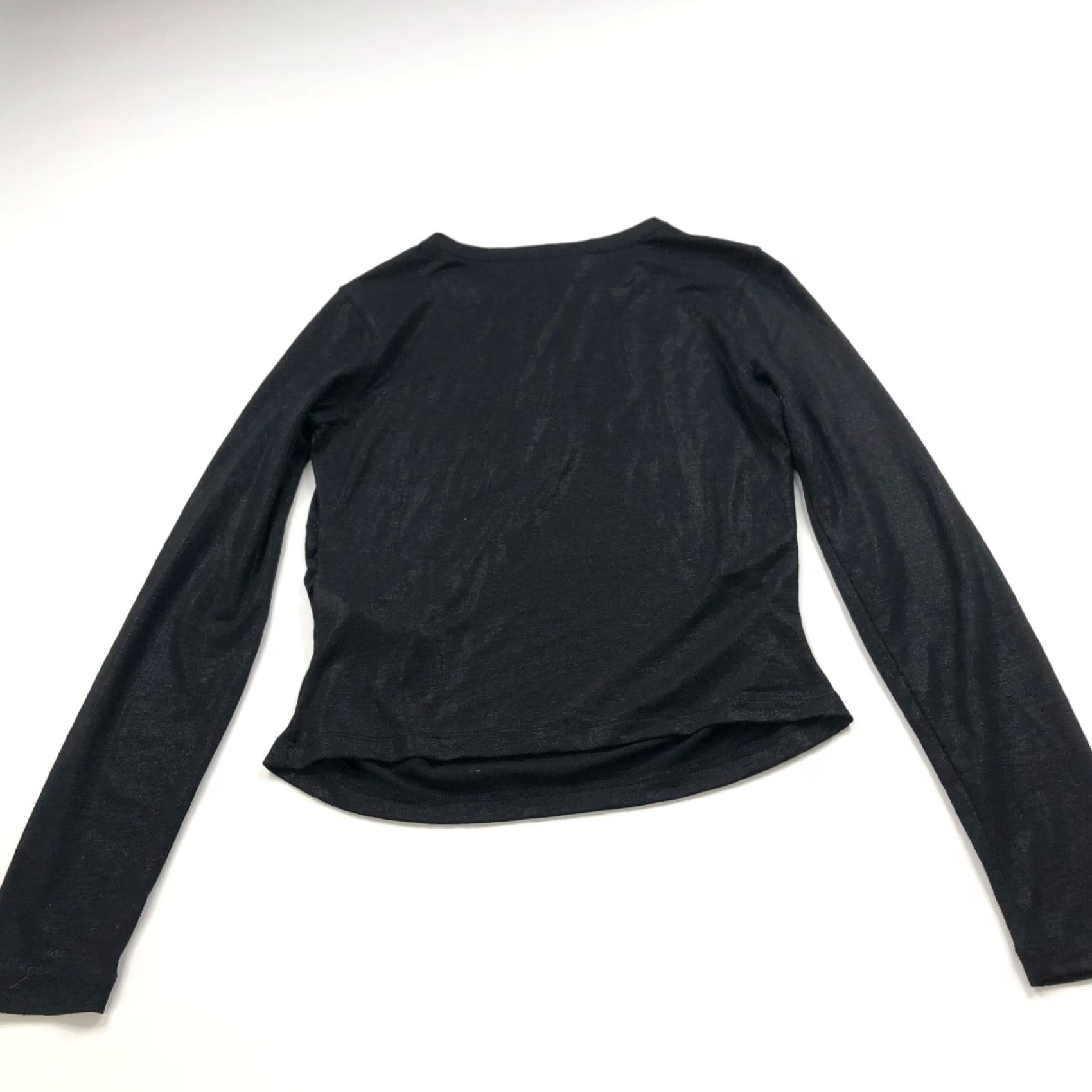 Allsaints All Saints Tina Shimmer US 4 Lightweight Ruched Gather Shirt Top Black MINT HRJ Shirt Womens 4 Black Lightweight Ruched Gather Front-Exposure? Size S / US 4 / IT 40 - 4 Thumbnail
