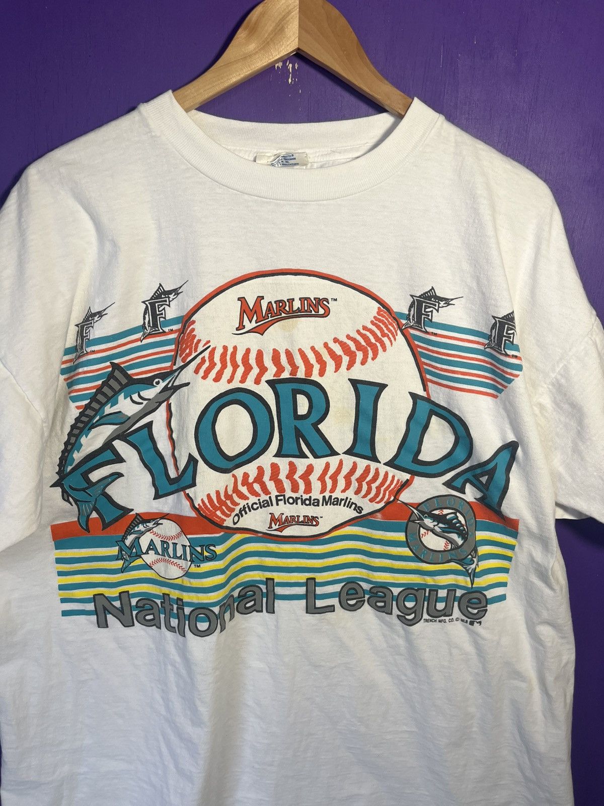 MLB × Vintage Vintage 90s Florida marlins summer logo t-shirt Size US XL / EU 56 / 4 - 3 Thumbnail