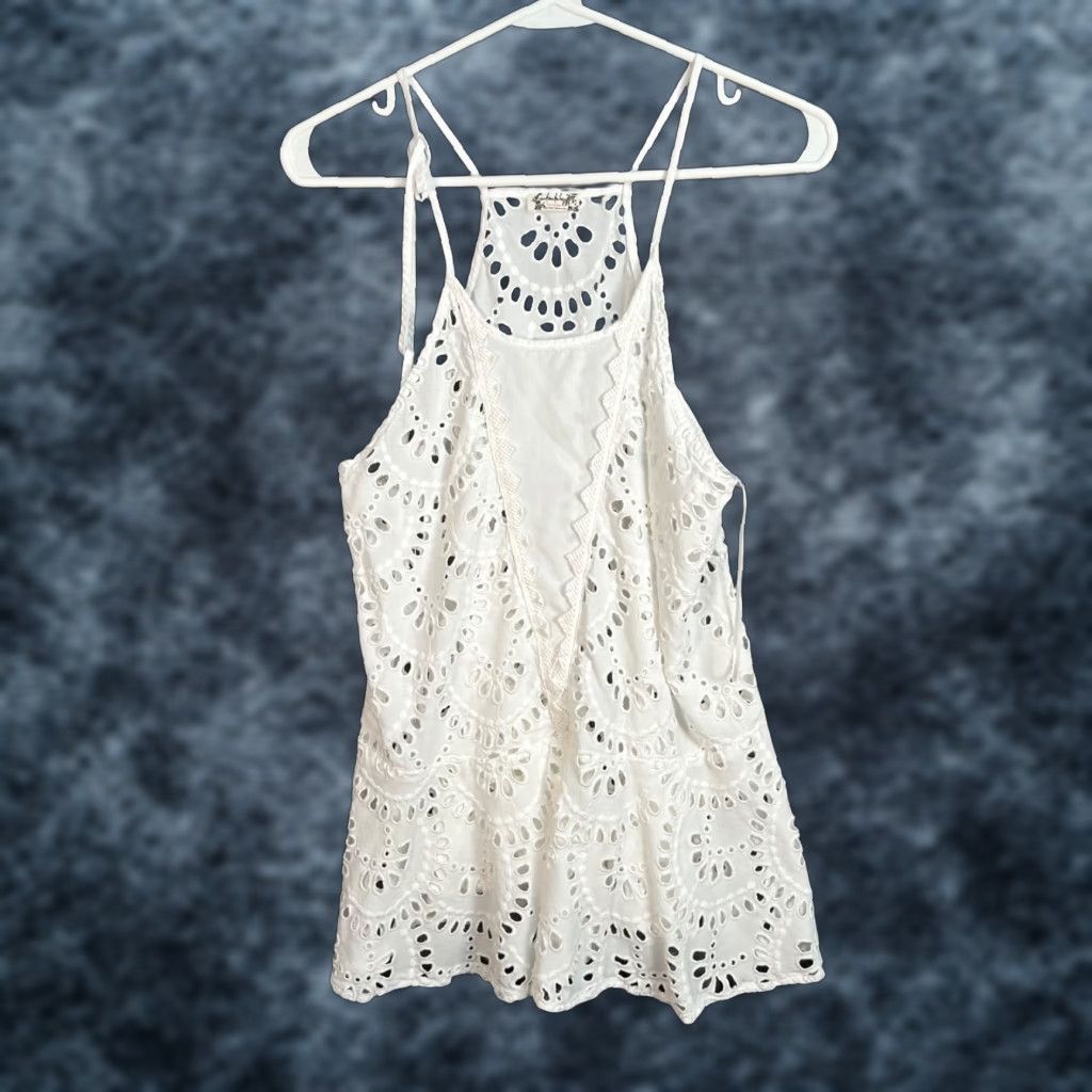Free People VINTAGE Free People Dress Eyelet Lace Sleeveless Mini Womens Medium White Size M / US 6-8 / IT 42-44 - 1 Thumbnail