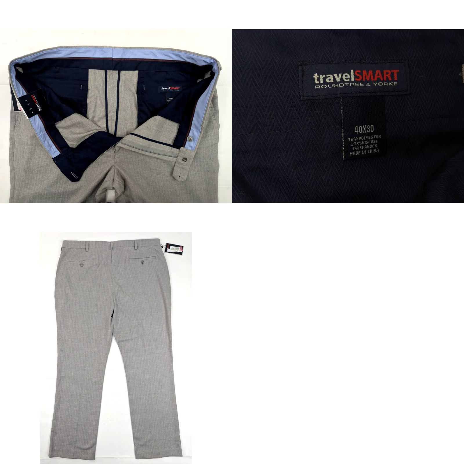 Roundtree & Yorke VINTAGE? No. Roundtree Yorke Travel Smart Classic Fit Flat Front Pants Men 40x30 Heather Gray Size US 40 / EU 56 - 8 Thumbnail