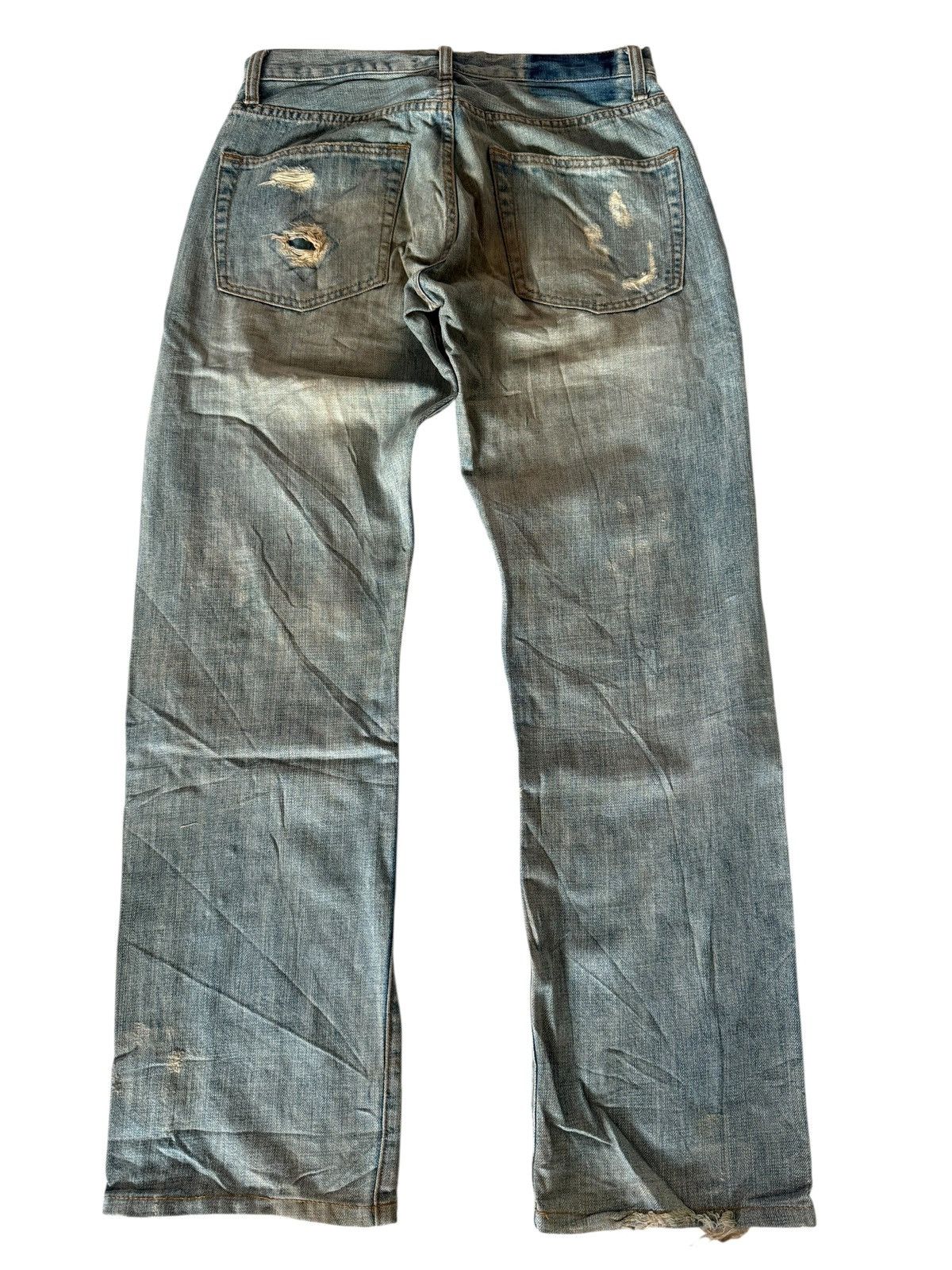 Japanese Brand Japanese Ykk New Max Faded Distressed Rare Design Denim Size US 29 - 16 Thumbnail