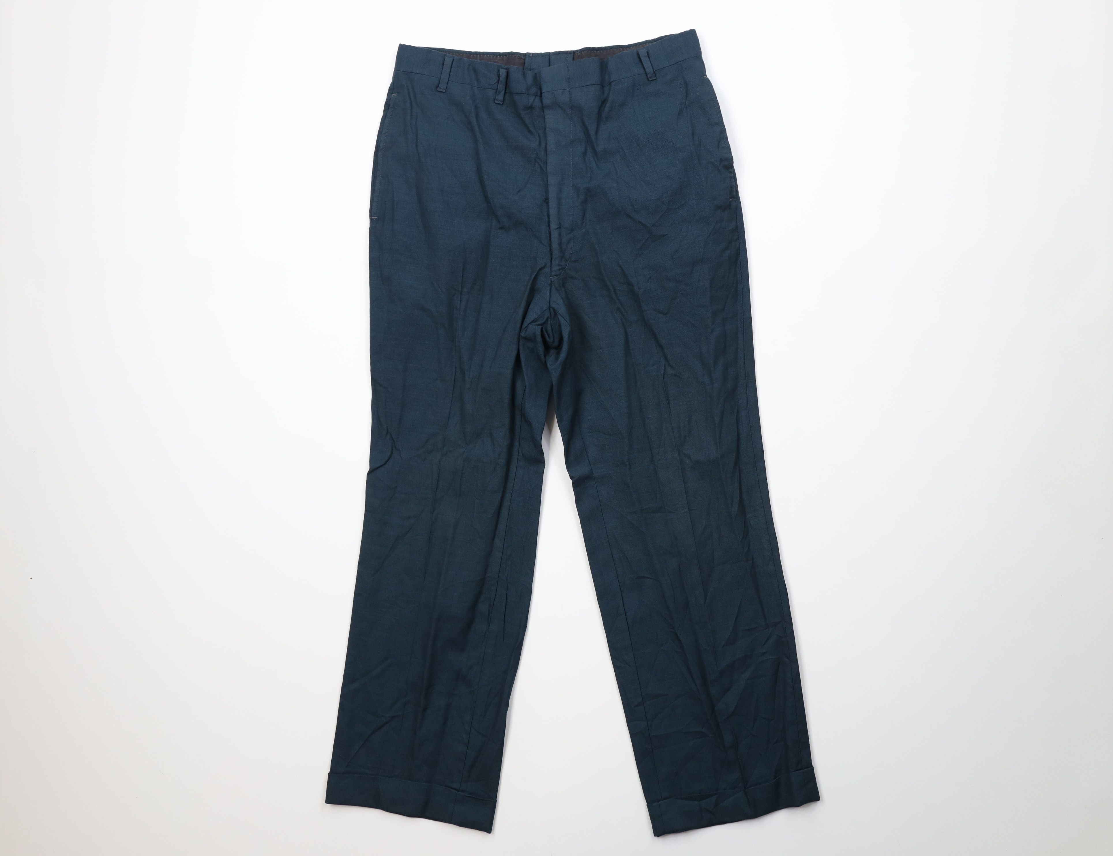 Vintage Vintage 50s Hollywood Regency Gabardine Chino Pants Blue USA Size US 32 / EU 48 - 1 Thumbnail