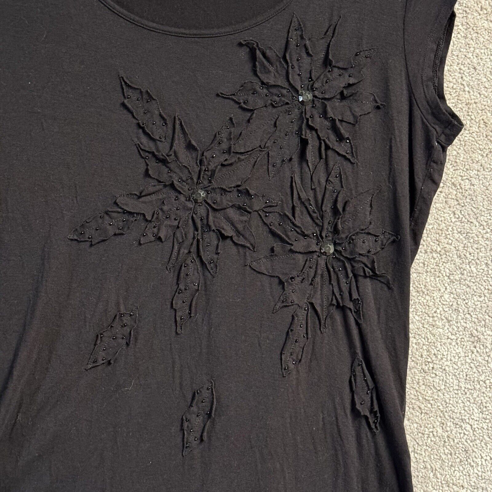Other 90s Y2K Top Womens L Floral Sequins Beads Hippie Whimsigoth Size L / US 10 / IT 46 - 2 Thumbnail