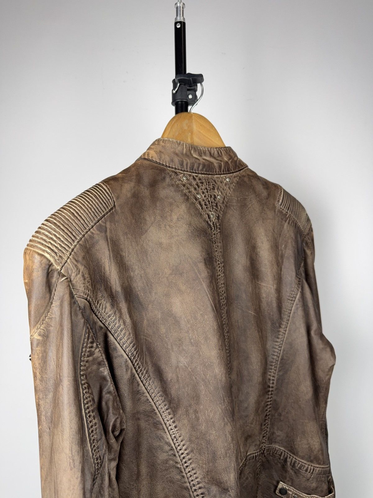 Genuine Leather Vintage 00s Brown Leather Moto Biker Jacket Distressed Style Size US S / EU 44-46 / 1 - 9 Thumbnail