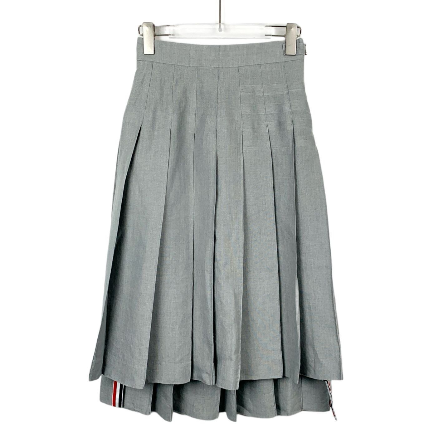 Thom Browne Thom Browne Grey Classic Four-Stripes Wool Pleated Skirt (Si Size 38" / US 16 / IT 52 - 1 Thumbnail