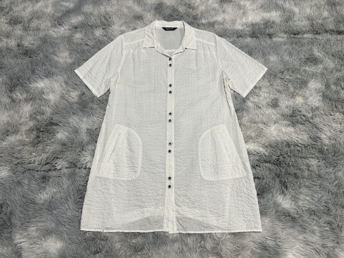 Japanese Brand 🔥Vintage Kansai Bis Seersucker Shirt Dress White Size US L / EU 52-54 / 3 - 1 Thumbnail