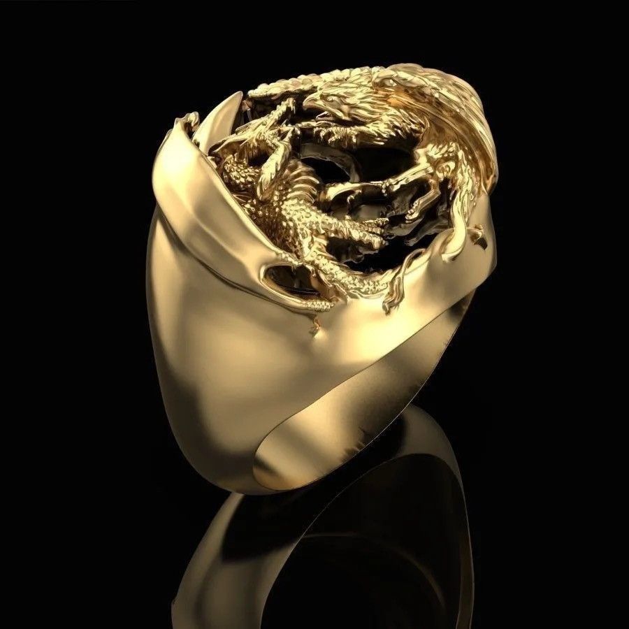Jewelry × Vintage Personality Domineering Dragon Phoenix Ring Size ONE SIZE - 2 Thumbnail