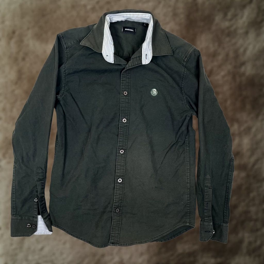 Diesel Diesel Shirt Men's Large Green Long Sleeve Button Front Embroidered Logo Casual Size US L / EU 52-54 / 3 - 1 Thumbnail