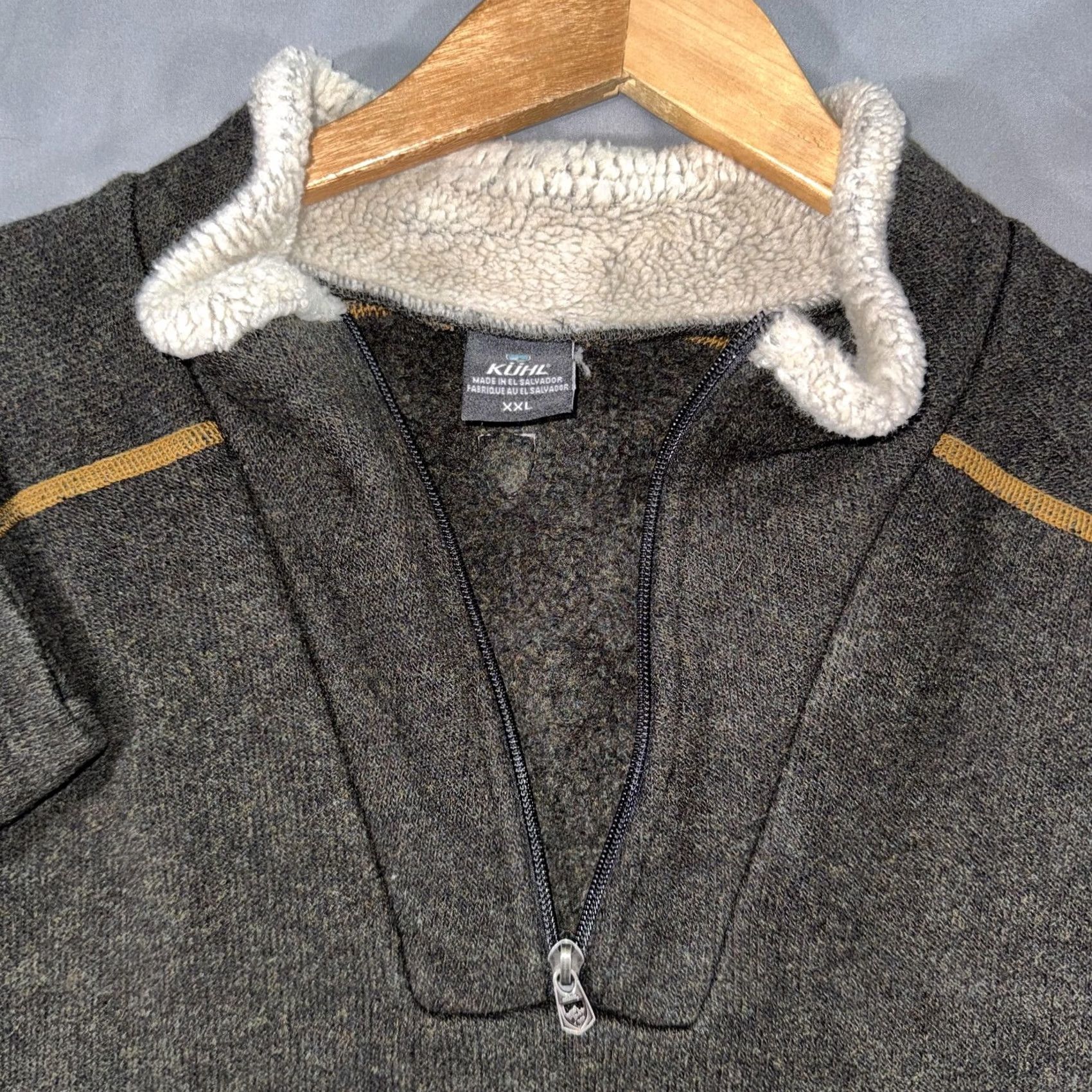 Vintage Kuhl Sweater Mens 2XL Gray Alfpaca Fleece Quarter Zip Mock Neck Pullover Size US XXL / EU 58 / 5 - 3 Thumbnail