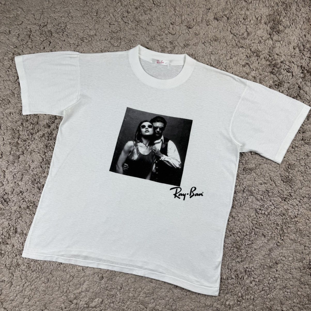 RayBan Vintage 90s Ray-ban Couple Graphic Promo T-shirt Size US M / EU 48-50 / 2 - 4 Thumbnail