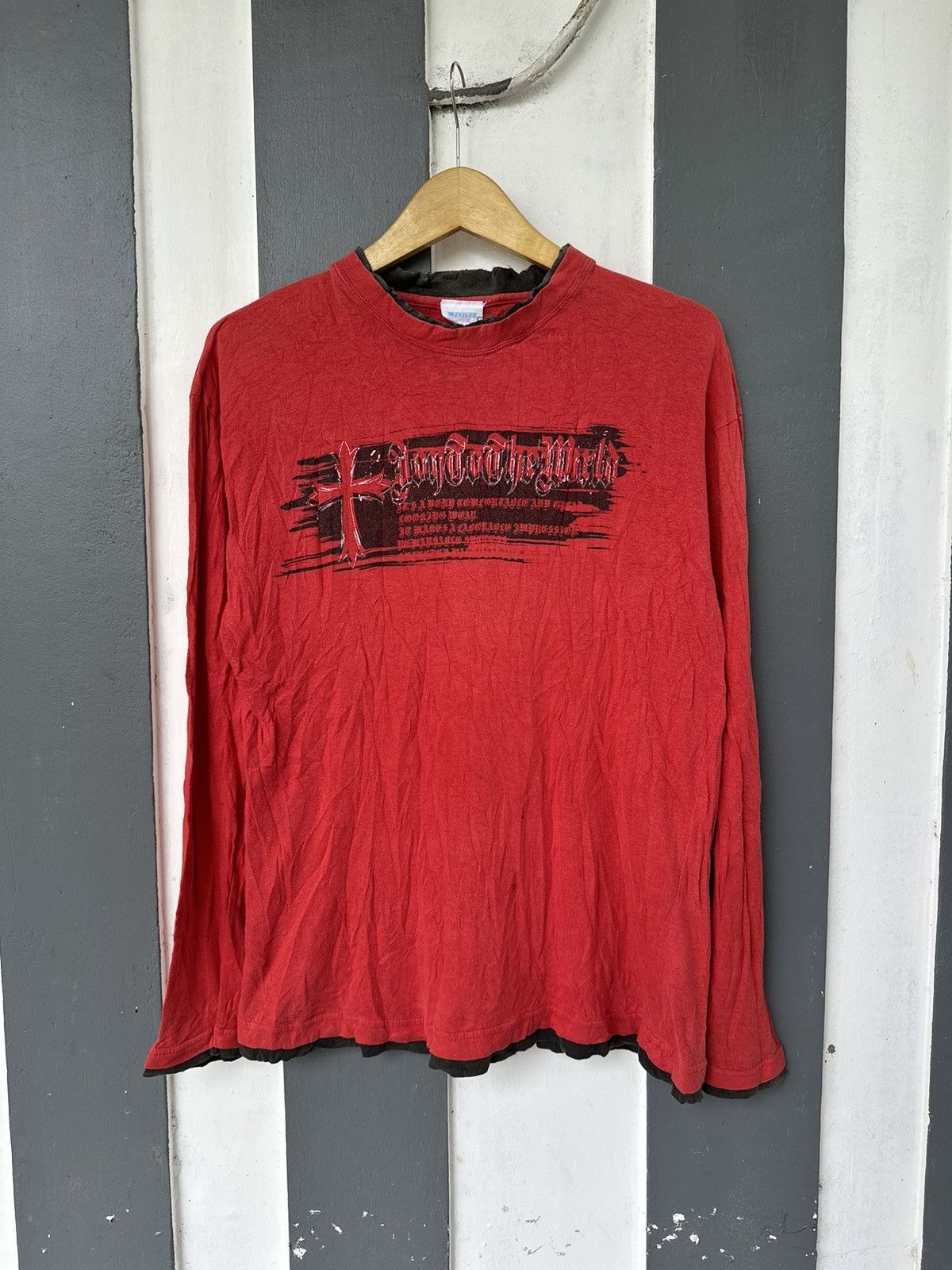 image of Hysteric Glamour x If Six Was Nine Sick Distressed Patina Vintage Punk Long Sleeve in Red (Size Med