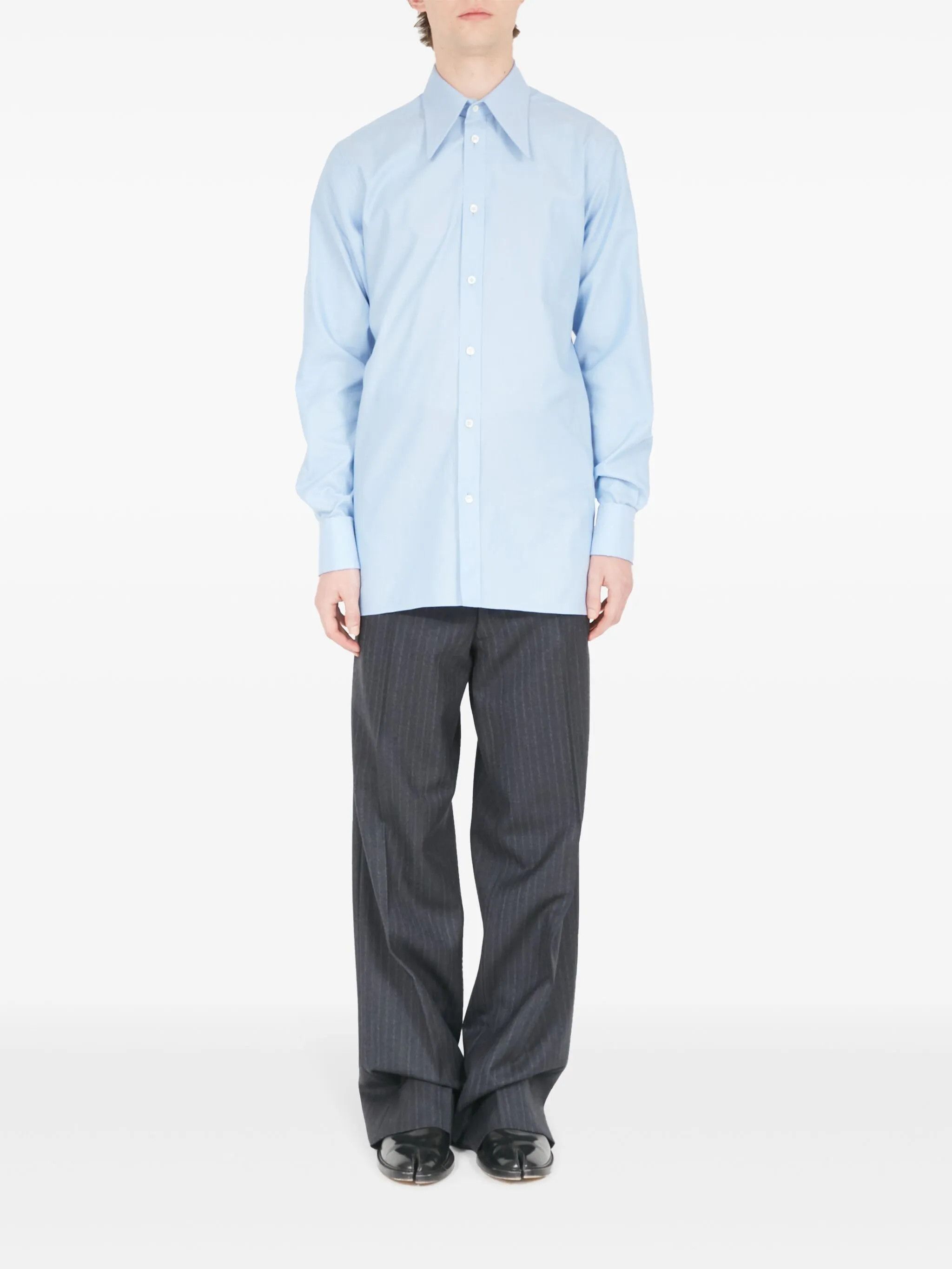 Maison Margiela oc11z0925 Oversized Collar Cotton Shirt in Blue Size US L / EU 52-54 / 3 - 2 Thumbnail