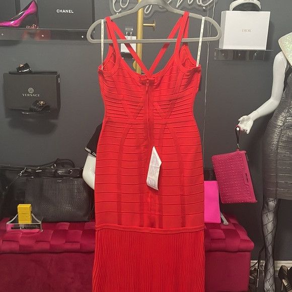 Herve Leger Zhenya Red Bandage Maxi Dress Size M / US 6-8 / IT 42-44 - 3 Thumbnail