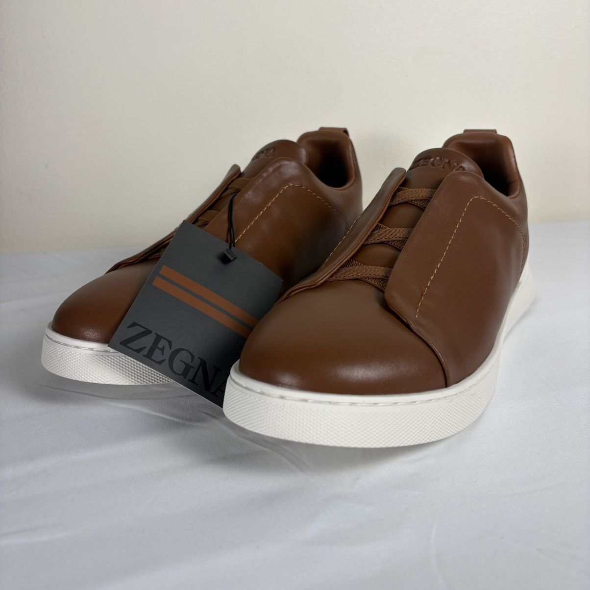 Other Zegna Men’s Brown Leather Low-Top Sneaker | White Sole Size US 11 / EU 44 - 1 Thumbnail
