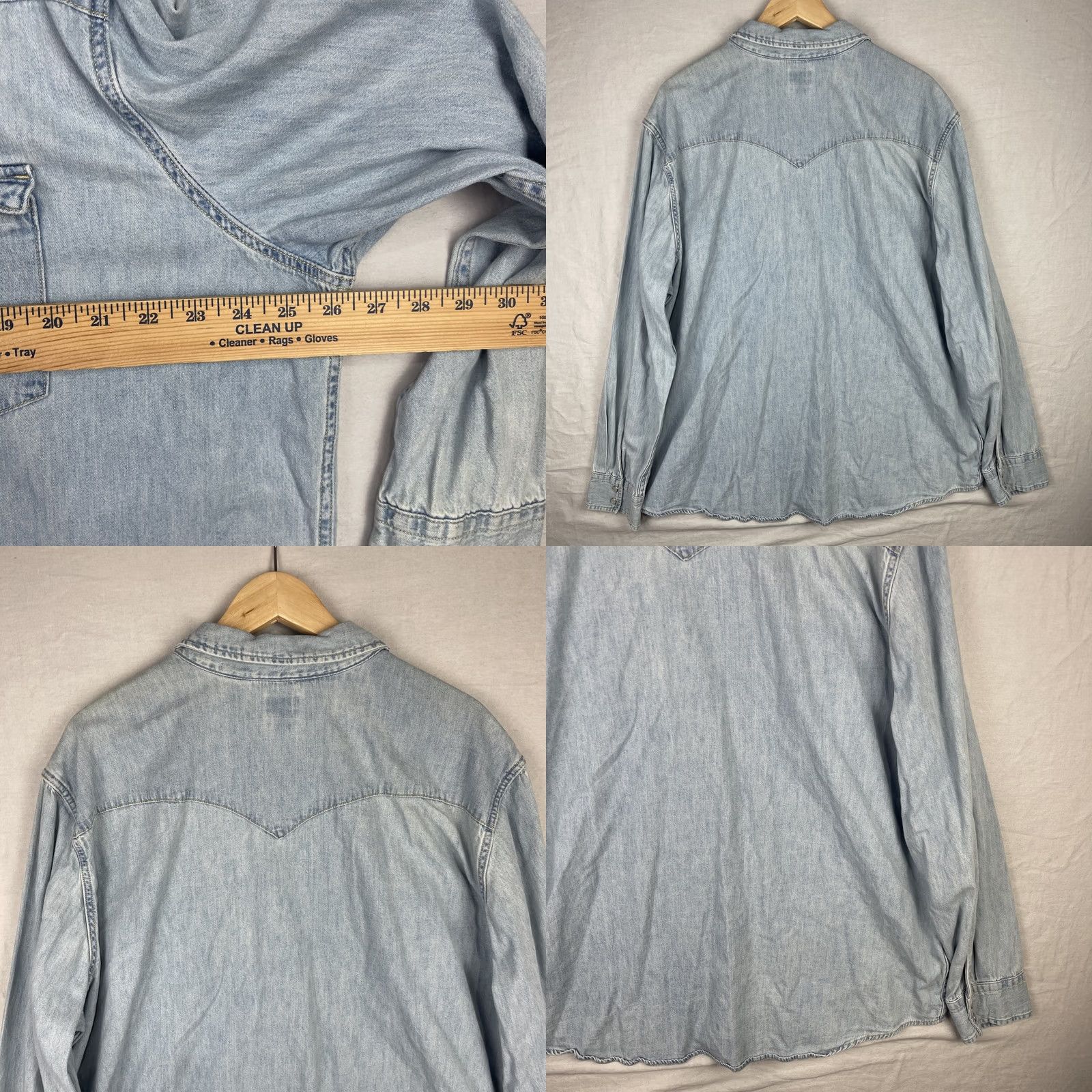 Levi's Levi's Pearl Snap Denim Shirt 2XL Blue Western Long Sleeve Button-Up Size US XXL / EU 58 / 5 - 8 Thumbnail