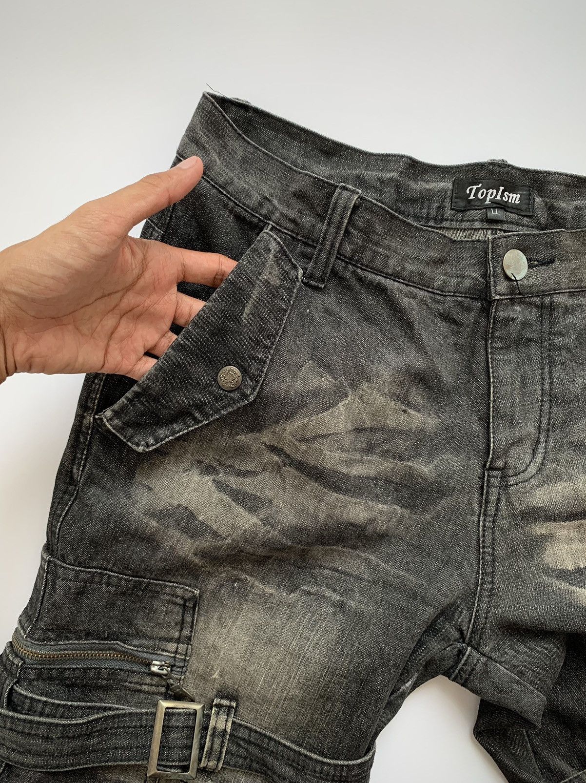 Japanese Brand 2000s Topism Flared Bondage Zipper Jeans Size US 35 - 5 Thumbnail
