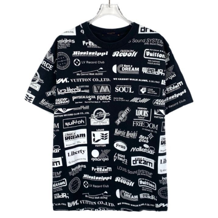 Louis Vuitton Louis Vuitton Logo Print Round Neck Black Cotton Short-Sleev Size US M / EU 48-50 / 2 - 1 Thumbnail