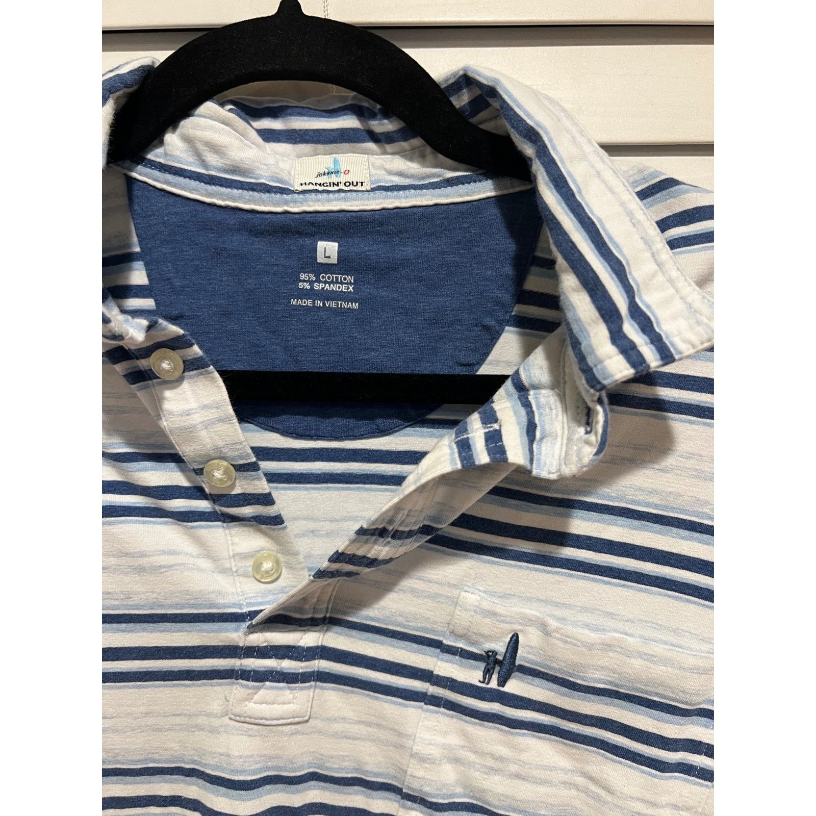 johnnie-O Johnnie-O Hangin Out Mens Striped Polo Shirt L Large Short S Size US L / EU 52-54 / 3 - 2 Thumbnail