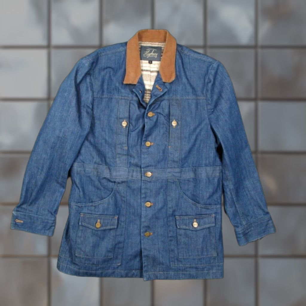 Denime AMERICAN HIGHWAY Jacket Mens Large Blue Denim Button Up USA Size US L / EU 52-54 / 3 - 1 Thumbnail