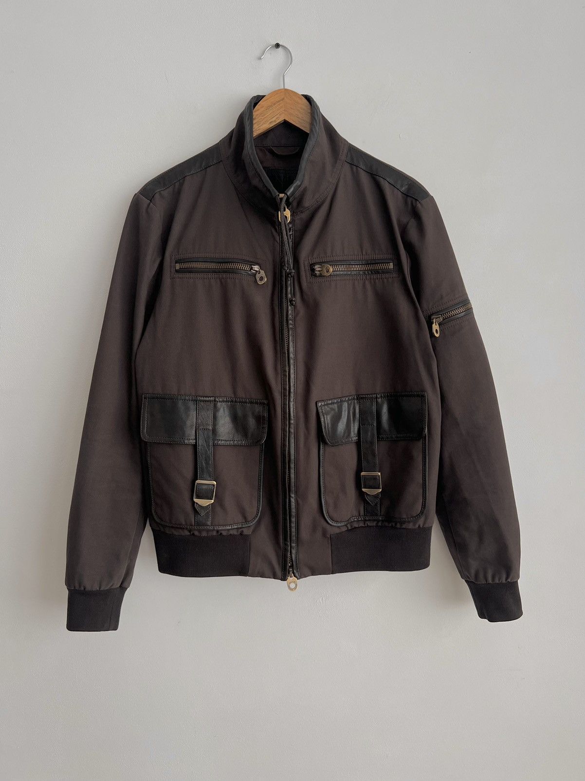 Bally Bally Canvas Leather Trimmed Brown Cargo Bomber Jacket Size US L / EU 52-54 / 3 - 3 Thumbnail