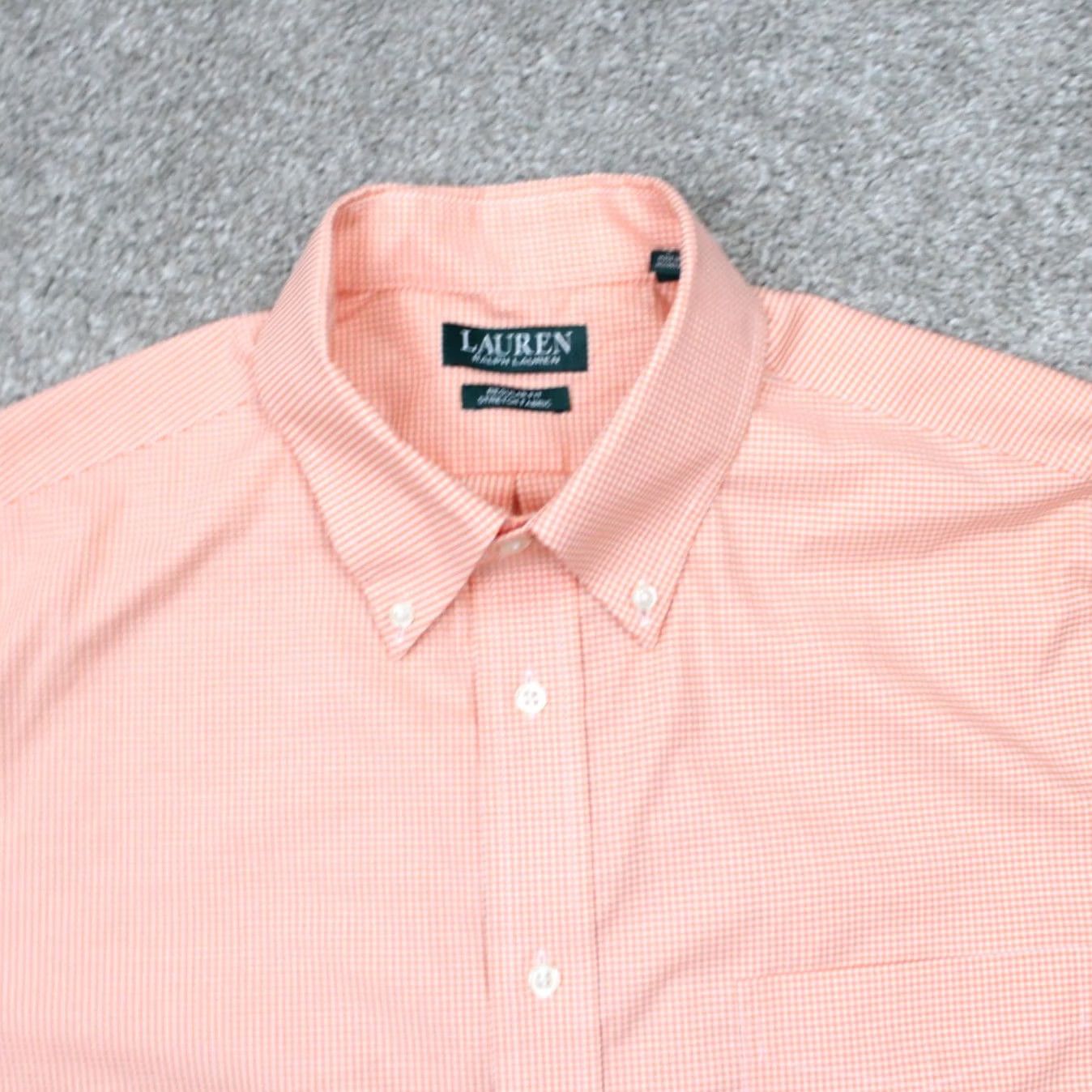 Ralph Lauren Ralph Lauren LAUREN Dress Shirt Mens 16 32/33 Orange Regular Fit Stretch Fabric Shirt Long Sleeve Button Collared Logo Size 42R - 6 Thumbnail