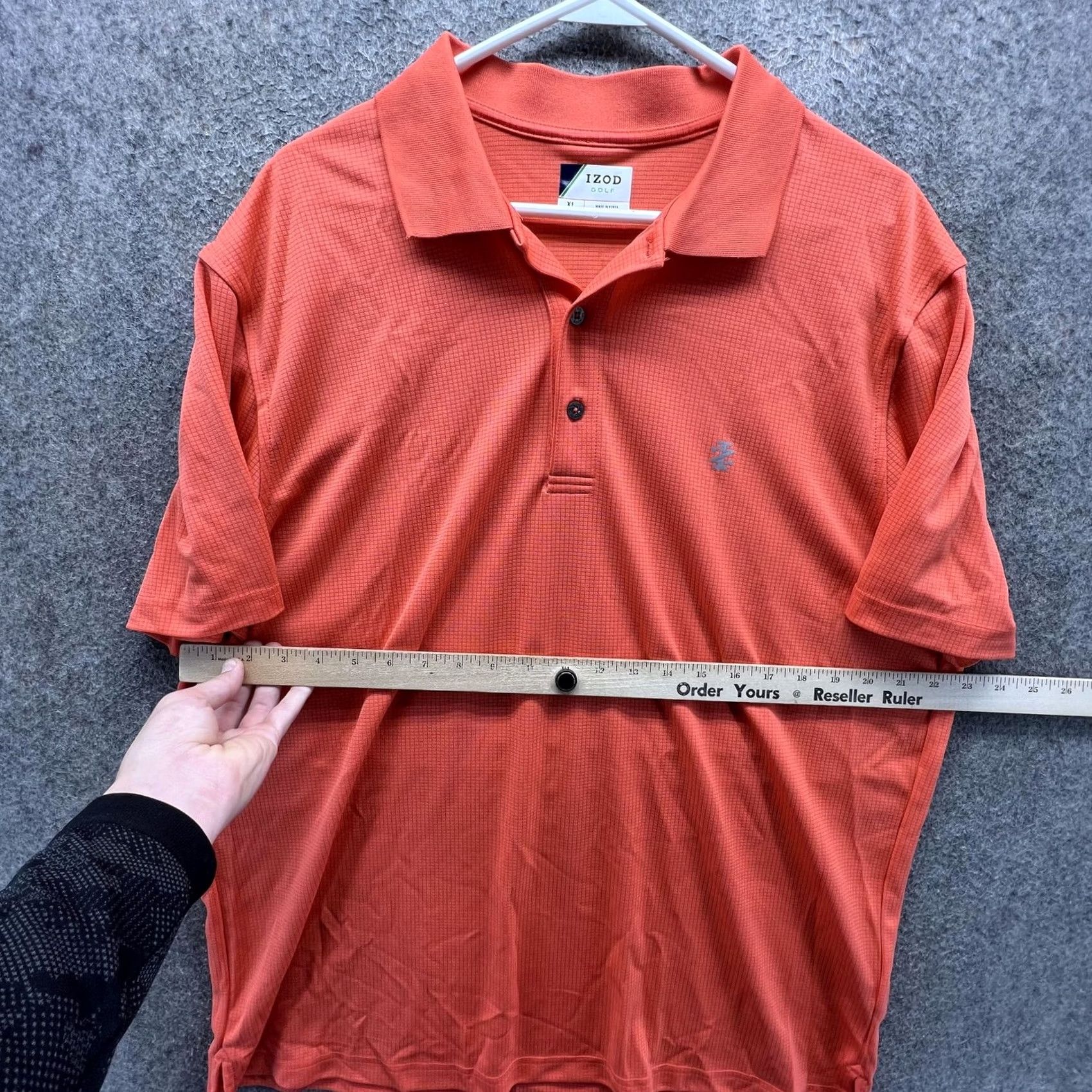 Izod IZOD Golf Polo Shirt Mens XL Orange Check Lightweight Performance Casual Stretch Polo Shirt Size US XL / EU 56 / 4 - 2 Thumbnail