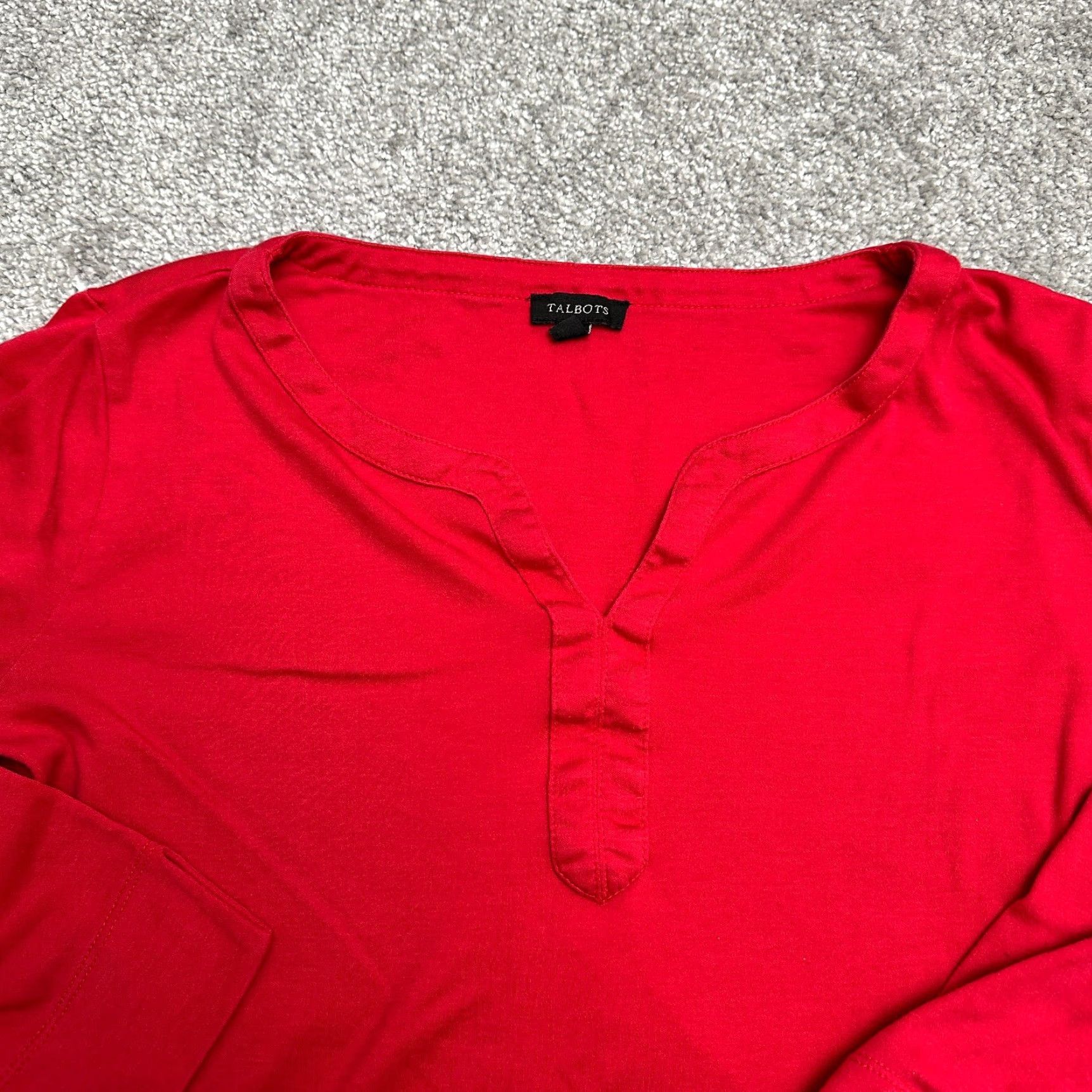 Talbots Talbots Tunic Blouse Womens Medium Red Cotton Modal Knit V-Neck Long Sleeve Casual Size M / US 6-8 / IT 42-44 - 3 Thumbnail