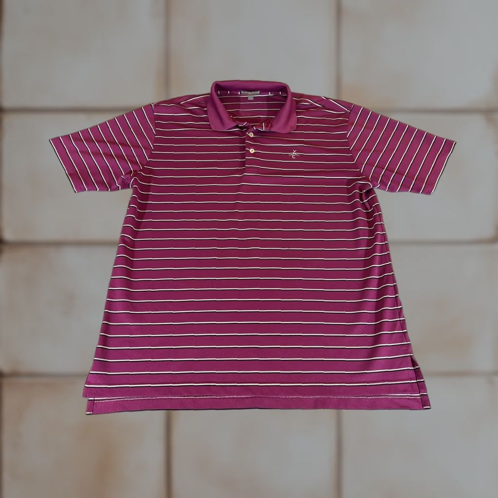 Peter Millar VINTAGE? No — Peter Millar Purple Stripe Polo Shirt Mens L Summer Comfort Golf Stretch Shirt Mens Large Purple Striped Knit Polo Size US L / EU 52-54 / 3 - 1 Thumbnail