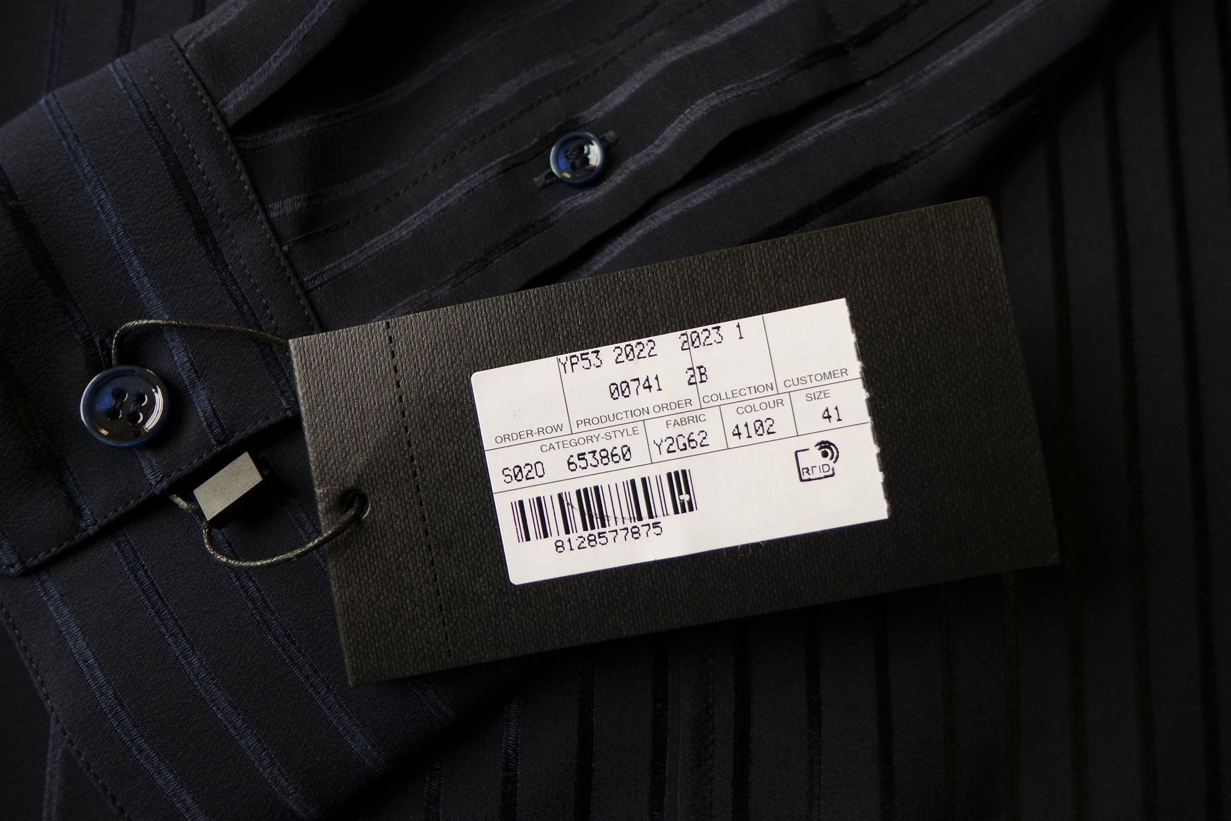Saint Laurent Paris Saint Laurent Navy Stripe Silk Shirt Size US XL / EU 56 / 4 - 13 Thumbnail