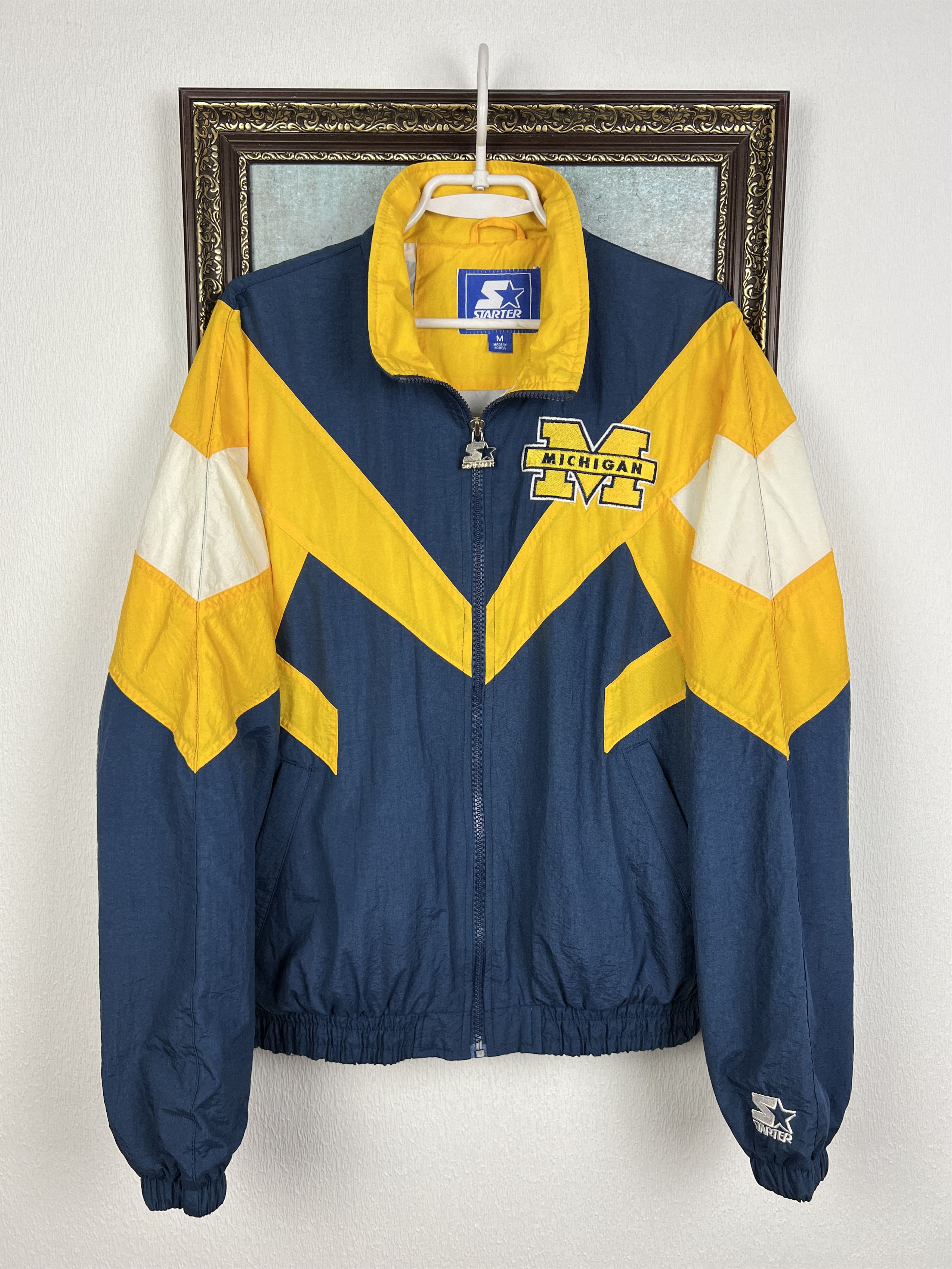 Starter Vintage Michigan Wolverines Jacket Track Top Windbreaker Size US M / EU 48-50 / 2 - 2 Thumbnail