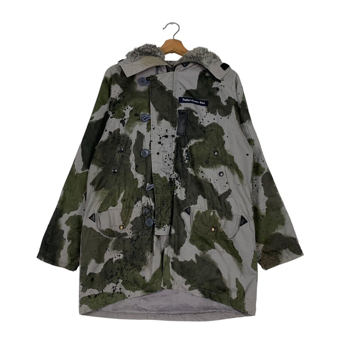 Vintage Jagdgeschwader Udet Acid Wash Fur Hoodie Parka #0653-C30 Size US M / EU 48-50 / 2 - 1 Thumbnail